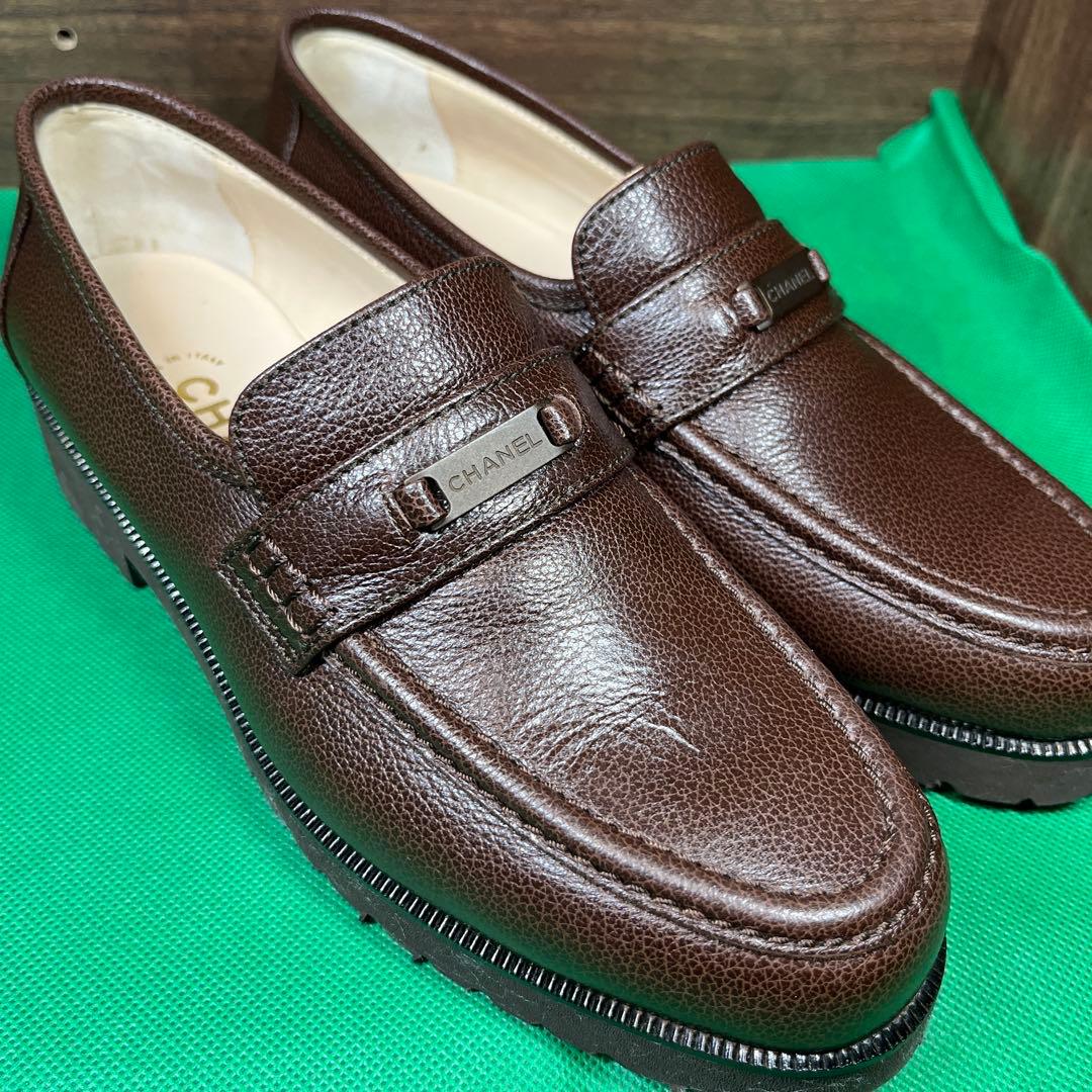 CHANEL ブラウンレザー ローファー 23.0cm