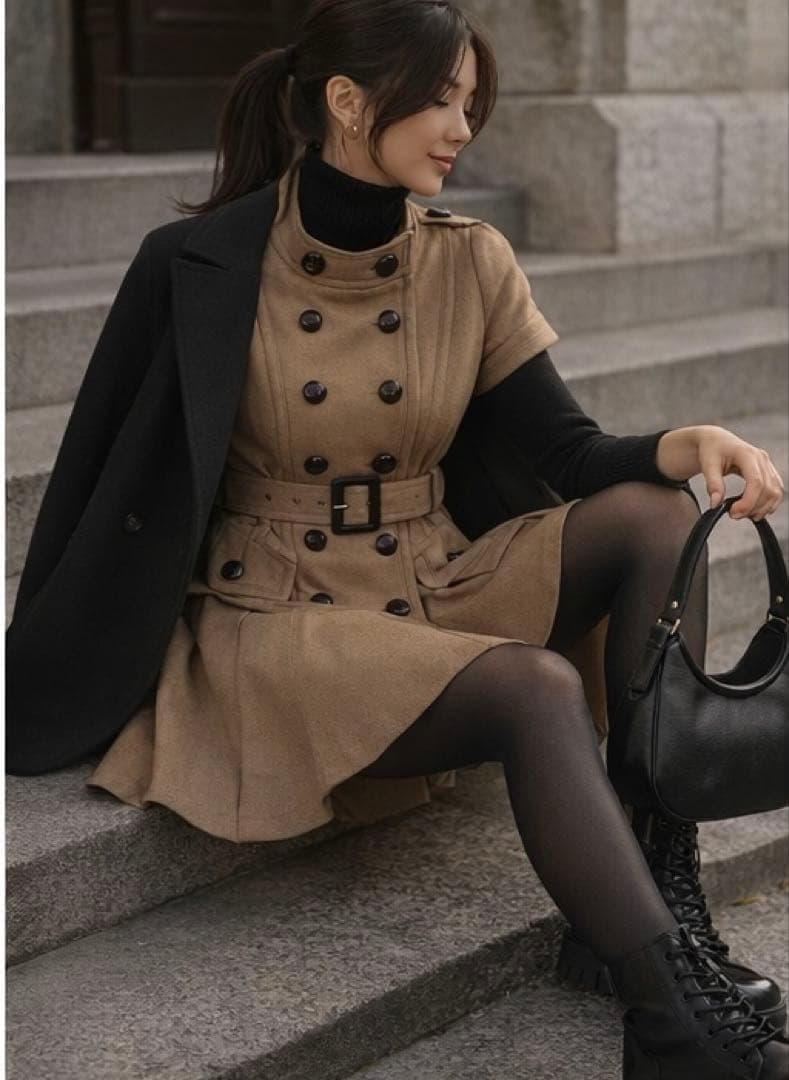 バーバリーブルーレーベル ウール ワンピース コート ノバチェック