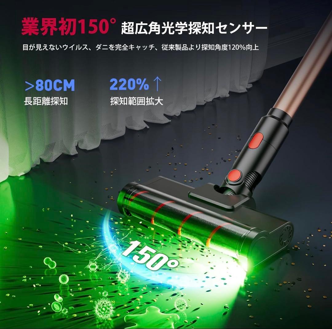 掃除機 コードレス【2026先行販売！業界初独立モーター 80Kpa超強力