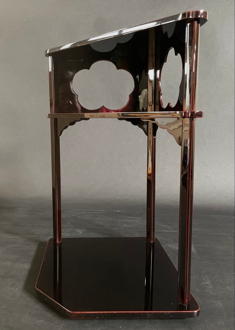 びひ】「母」 表千家 惺斎好 溜塗 好文棚 峰彩 共箱 茶道具（224F①