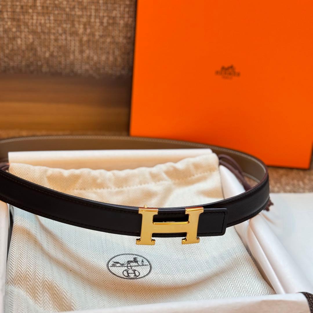 【美品】HERMES ベルトバックル 《ミニH》 & レザーベルトW刻印