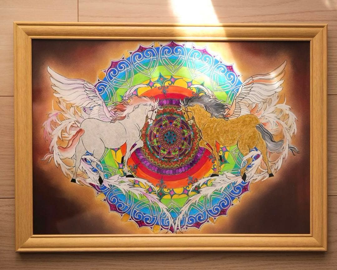 藤岡しんたろう『空の散歩者』油彩画[肉筆・真作保証]