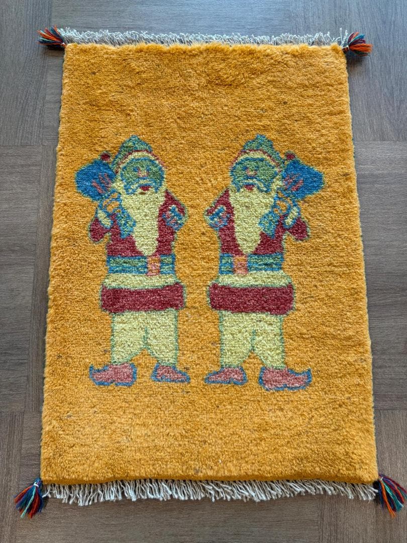 ギャッベ 81x57cm ペルシャ絨毯 手織り ギャベ 玄関マットラグ 絨毯 ☆ペルシャ絨毯 手織りリーズバフトギャッベ 玄関マットMサイズ【1