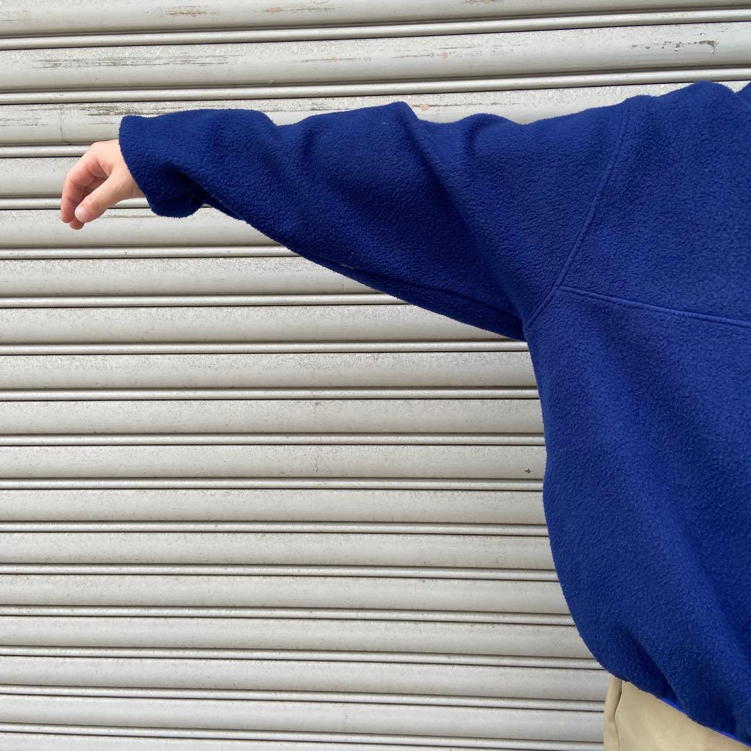 L.L.Bean☆ハーフスナップフリース☆90s☆筆記体ロゴ☆紺☆L相当