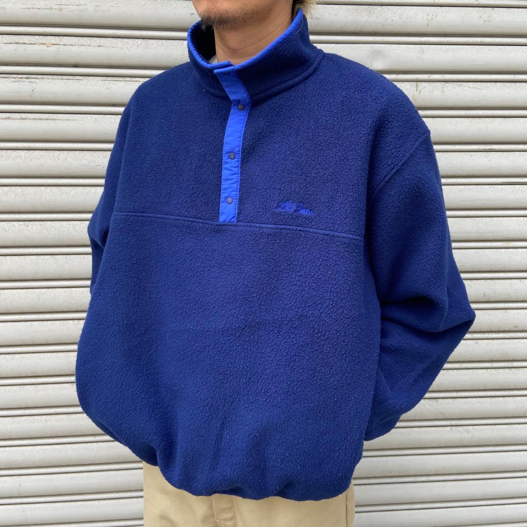 L.L.Bean☆ハーフスナップフリース☆90s☆筆記体ロゴ☆紺☆L相当