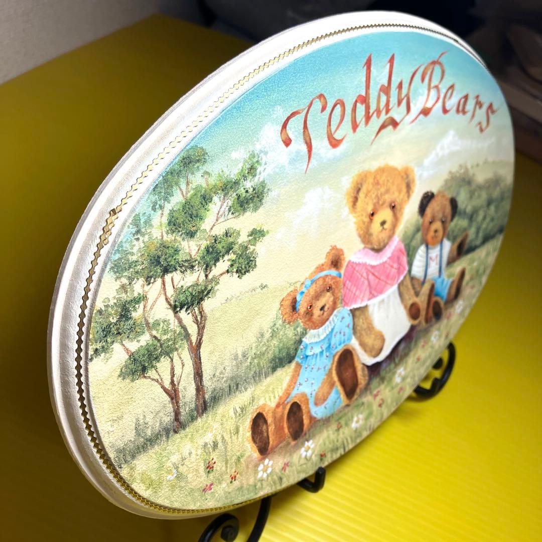 トールペイント作品☆30cmオーバルプレート☆テディベア