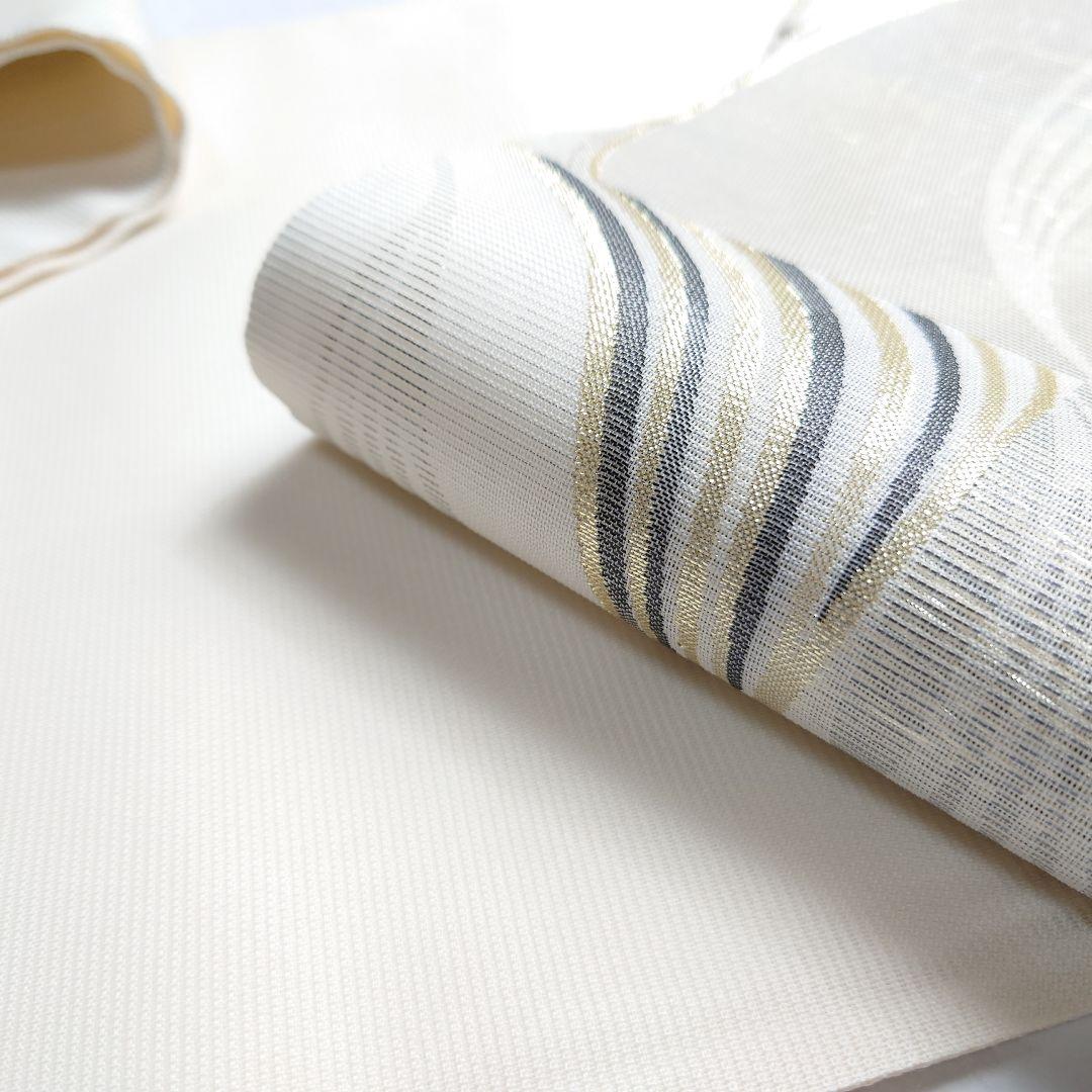 正絹 夏 袋帯 六通柄 絽 モダン図案 ホワイト 極上 逸品