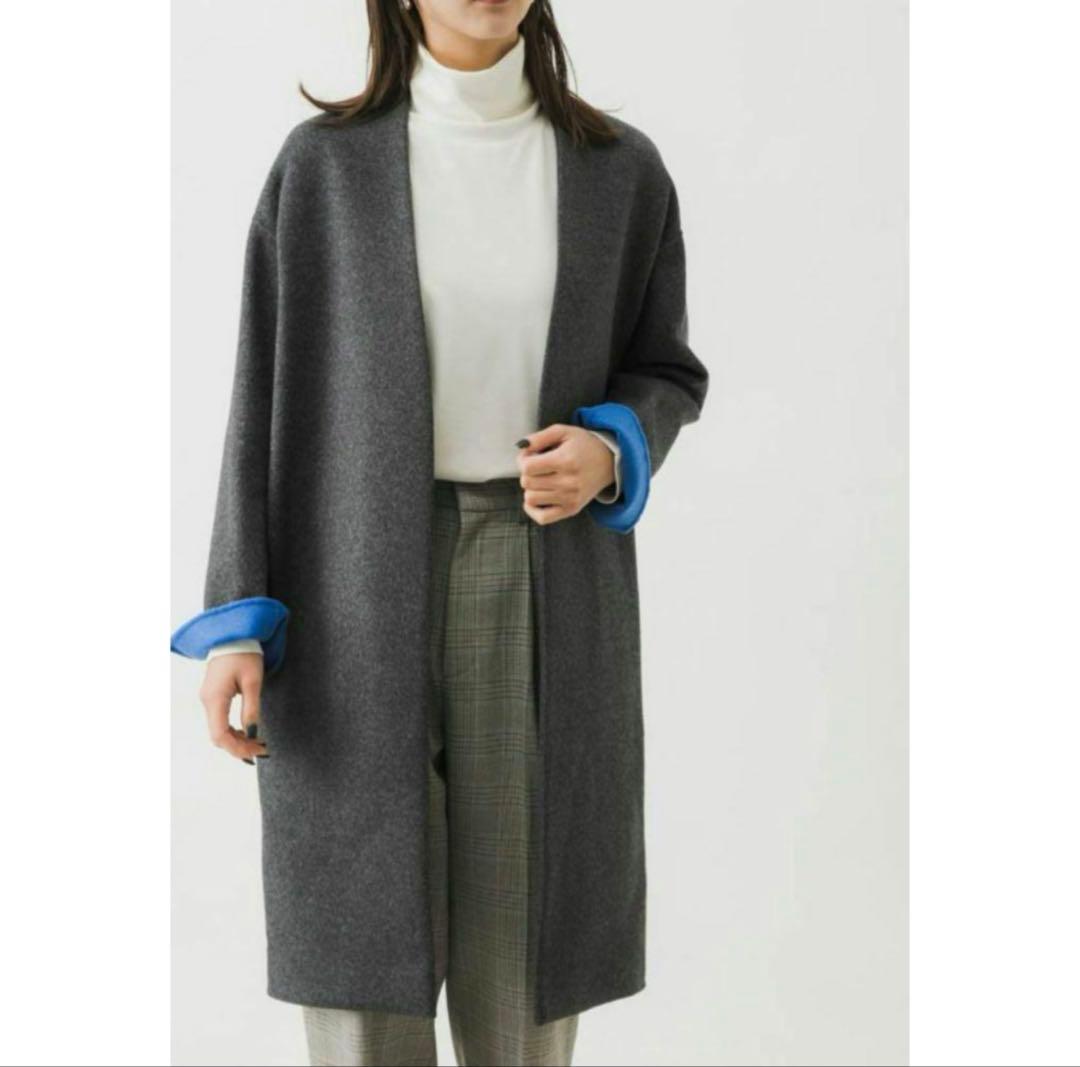 極美品✨️定価5.9万 エンフォルド ウールリバーノーカラーコート