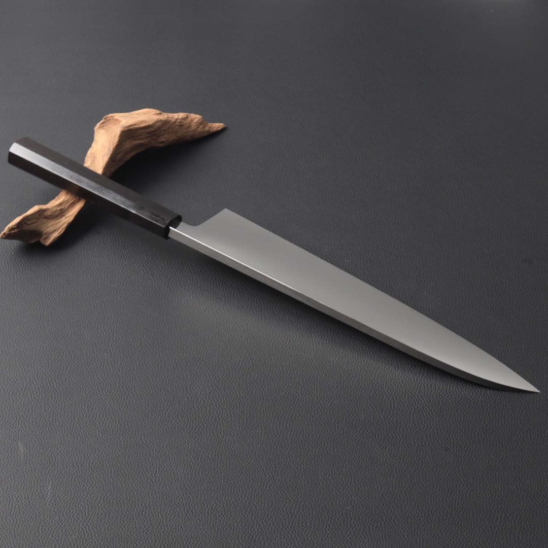 10583 究極の出刃包丁 尺 鏡面仕上げ 刺身包丁 黒檀黒水牛角八角柄