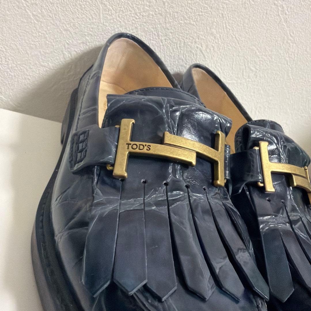 TOD'S ローファー フリンジ クロコ柄 24.5cm