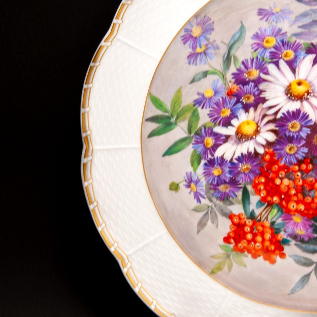 マイセン 金彩 「夏の花束」アルトツィアレリーフ 絵皿 直径 34.5