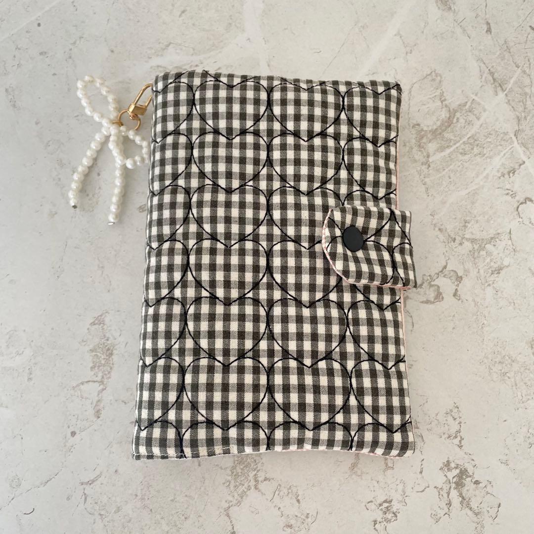 A6バインダー&バインダーカバーセット 韓国 ハートギンガムチェック