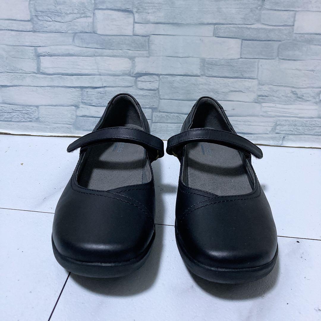 極美品 アシックスペダラ レザーパンプス ストラップ 23 本革 軽量 黒