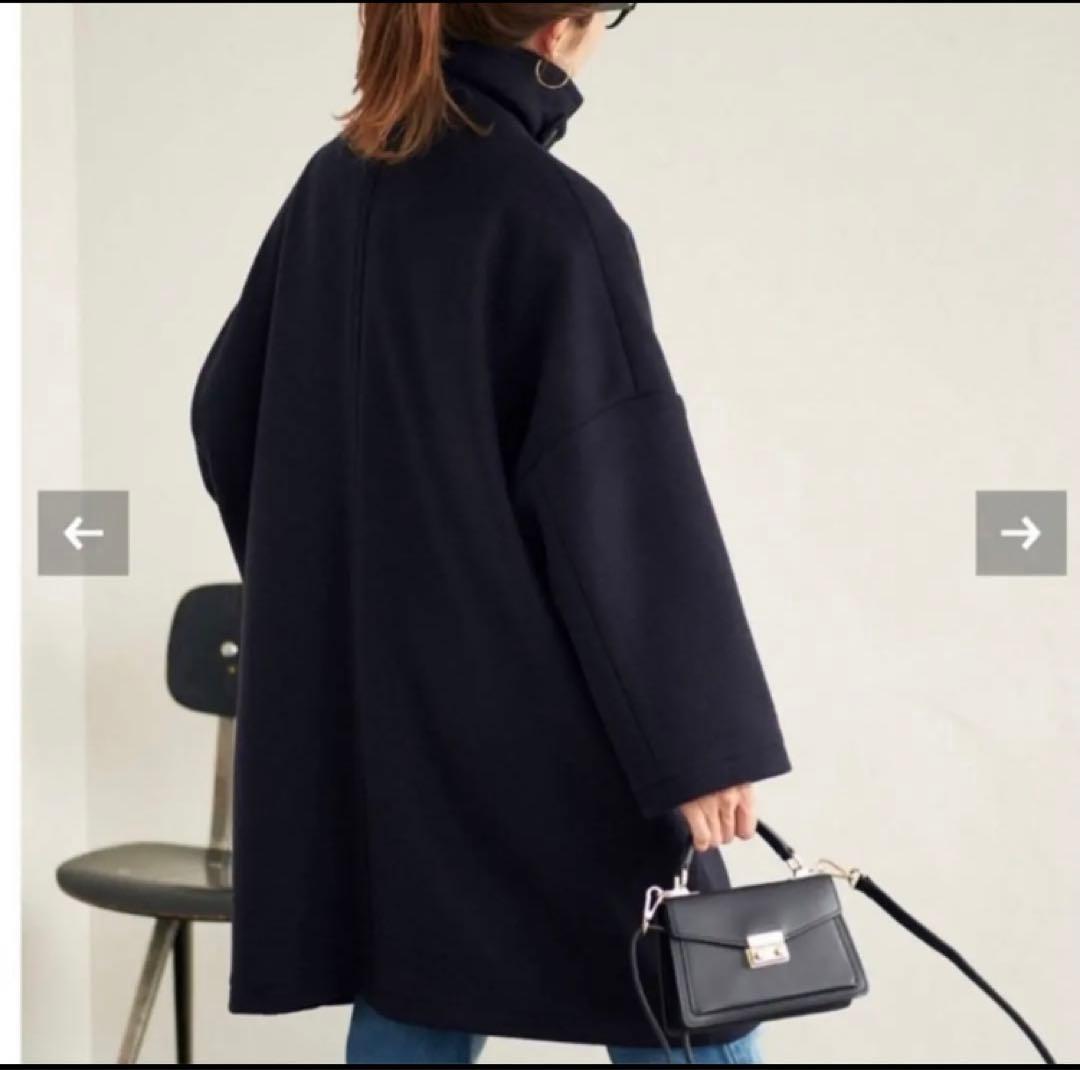 FRAMeWORKフレームワーク ロングPコート38 ネイビー タグ・ボタン付き