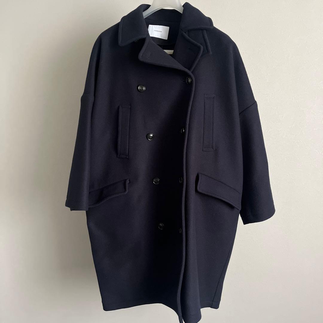 FRAMeWORKフレームワーク ロングPコート38 ネイビー タグ・ボタン付き