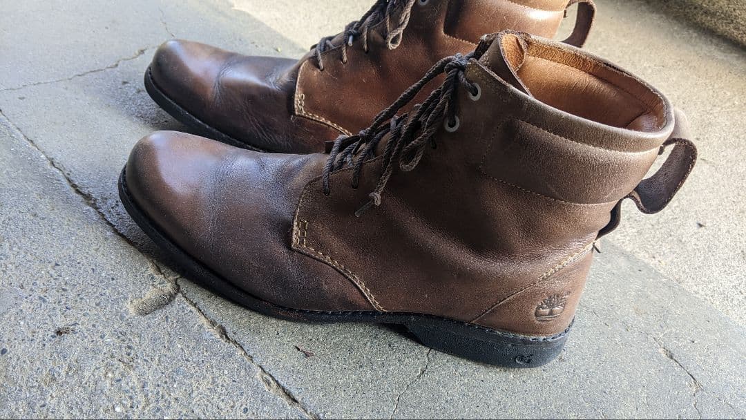 ブラウンレザー ハイカットワークブーツ