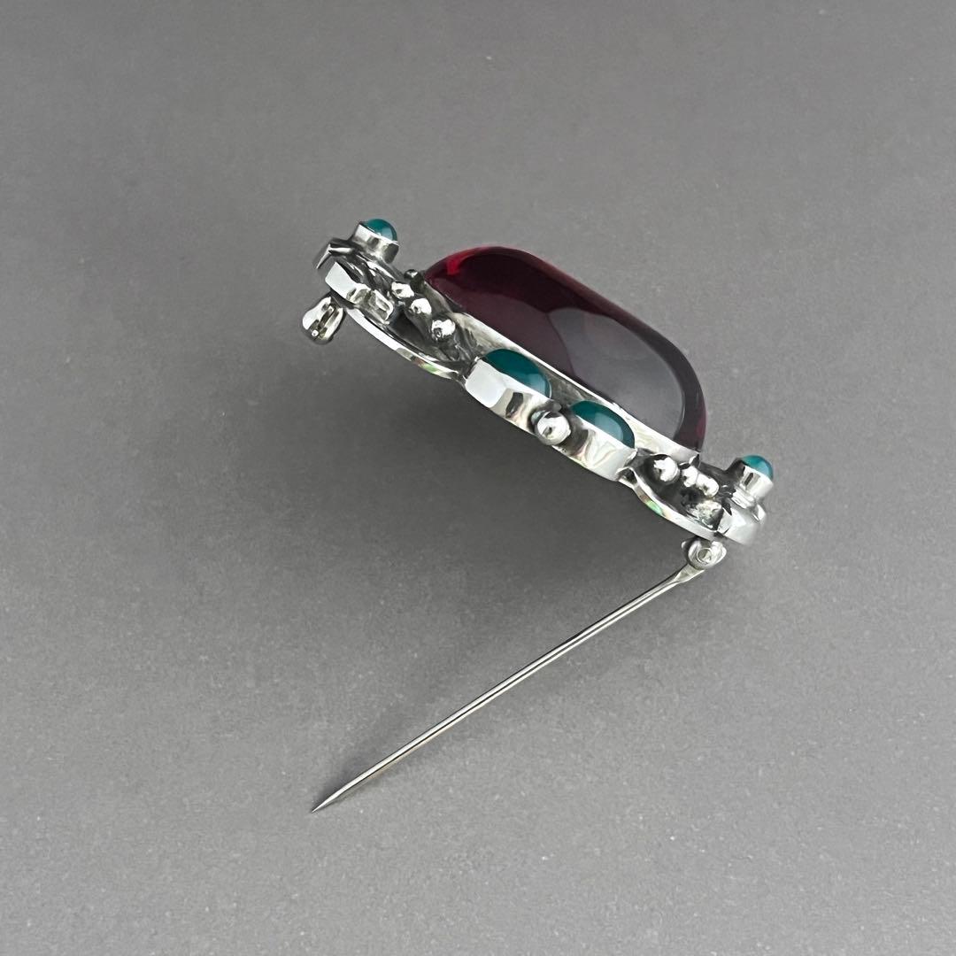 名品】ジョージ ジェンセン ブローチ #78 アンバー／グリーンアゲート