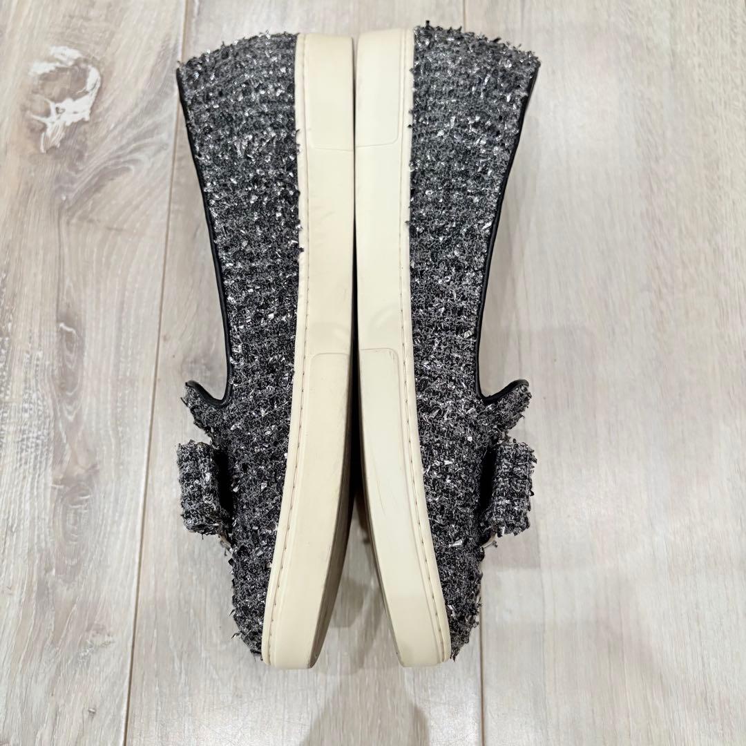 サルヴァトーレフェラガモ スニーカー フラット ヴァラリボン ラメ 24.5cm