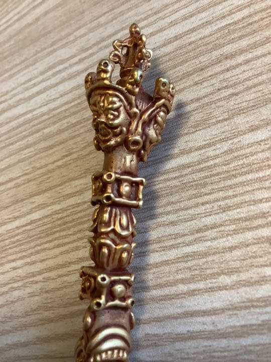 《 チベット密教　新品 》 プルパ　金メッキ　憤怒神　守護神　龍　s64: