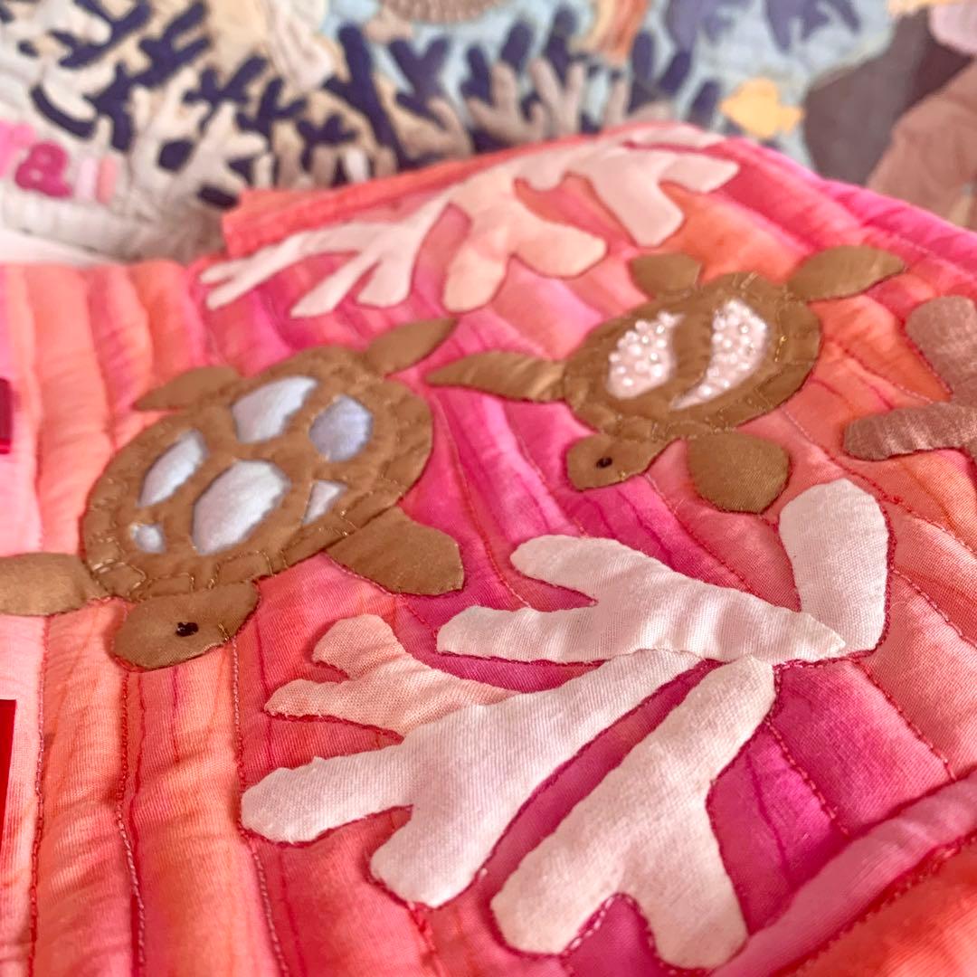 ハワイアンキルト バッグ うみがめの楽園 珊瑚 オーダーの通販｜www