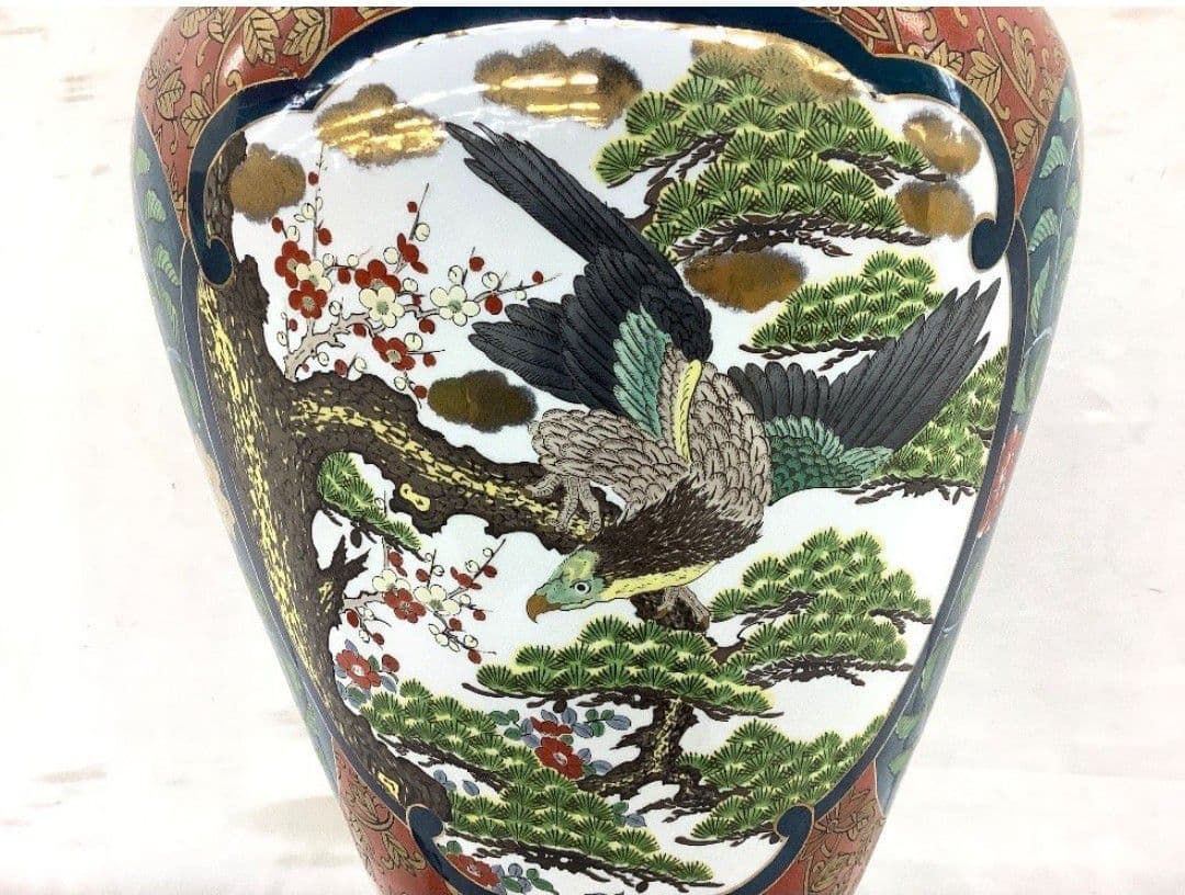 美品 超大型】有田焼 金龍窯 博山作 飾壺 沈降壺 高さ約118cm 銘入り