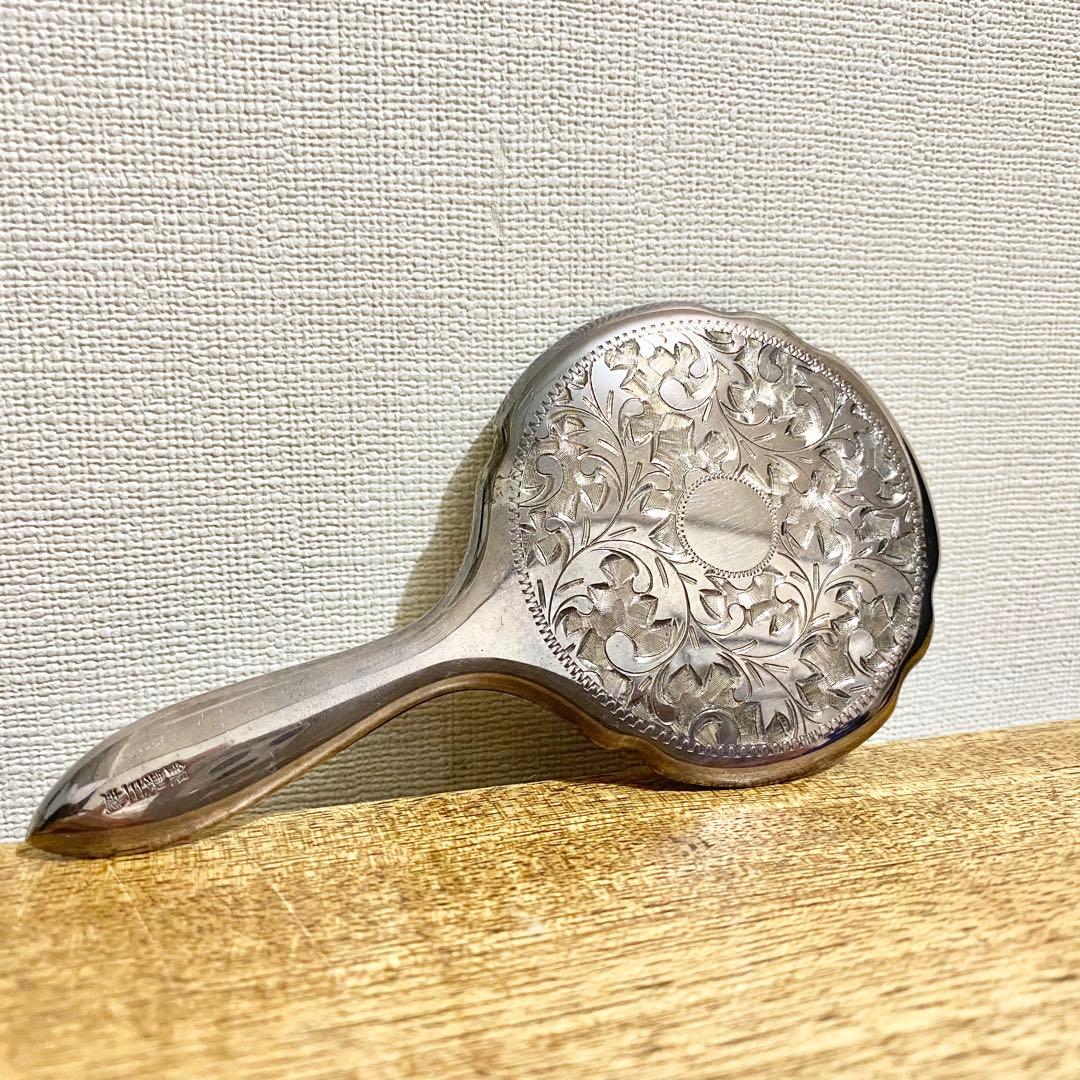銀製三越 手鏡 ハンドミラー 銀製 銀 鏡 ミラー 骨董品 シルバー 銀製