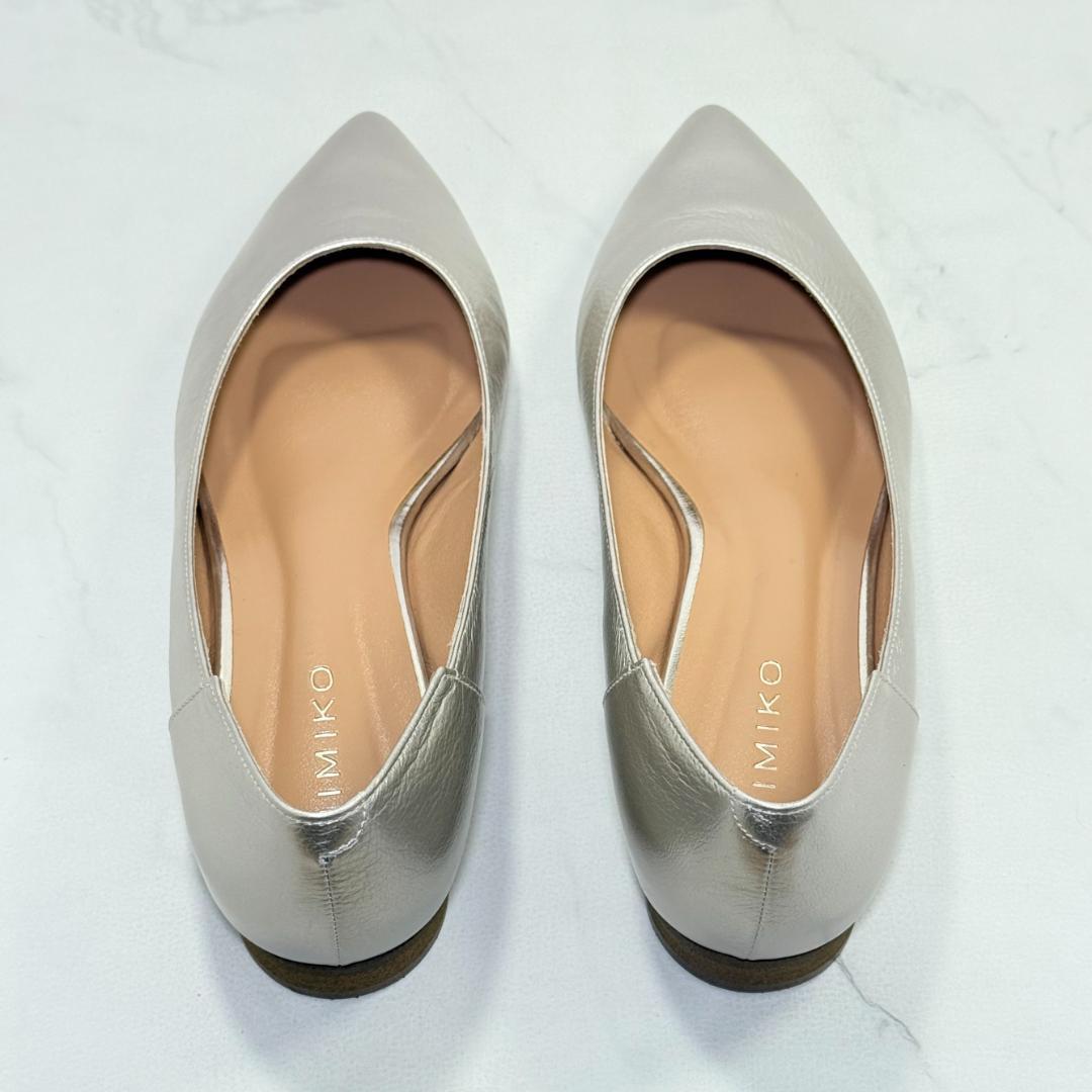 美品】HIMIKO フラットプレーンパンプス 24㎝ プラチナ
