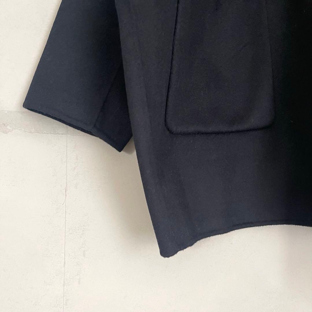 美品】かぐれ kagure ウールステンカラーショートコート ネイビー