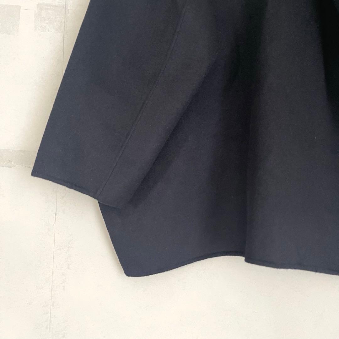 美品】かぐれ kagure ウールステンカラーショートコート ネイビー