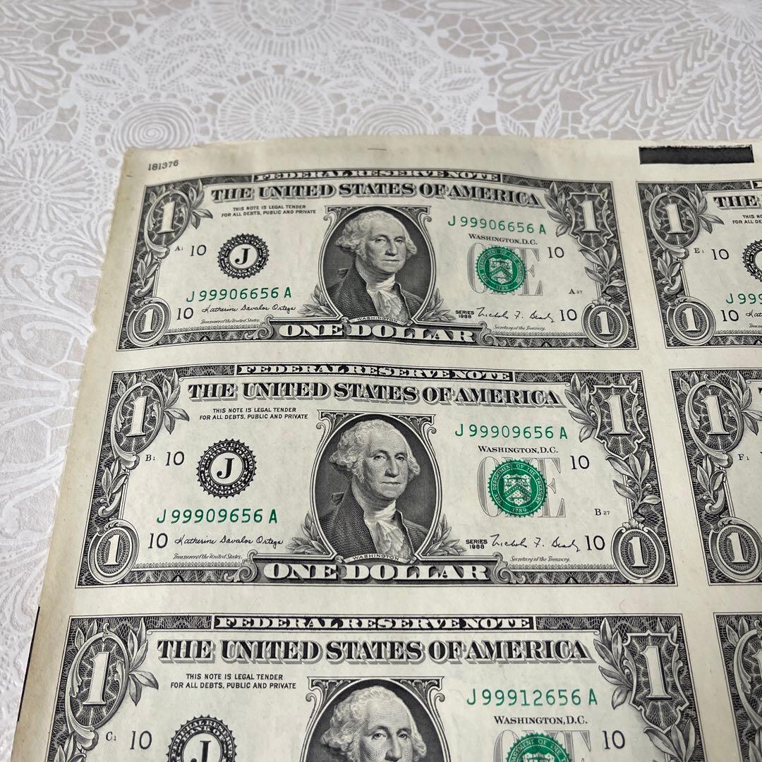 米ドル 1ドル紙幣シート 32枚 未裁断 アメリカ 1ドル札 コレクション