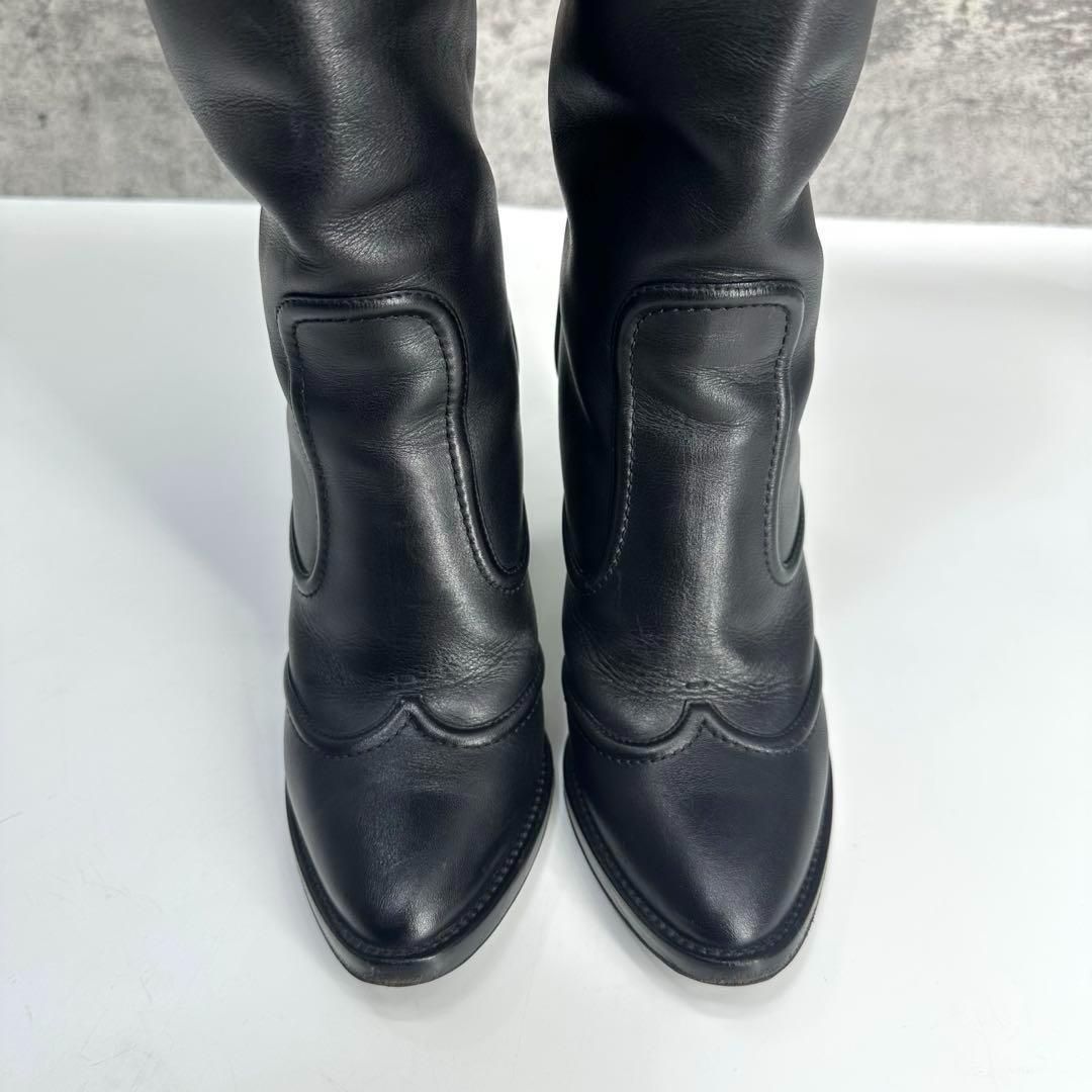 美品★ルイヴィトン ロングブーツ レザー　LVゴールド金具 ロゴ 22.5cm