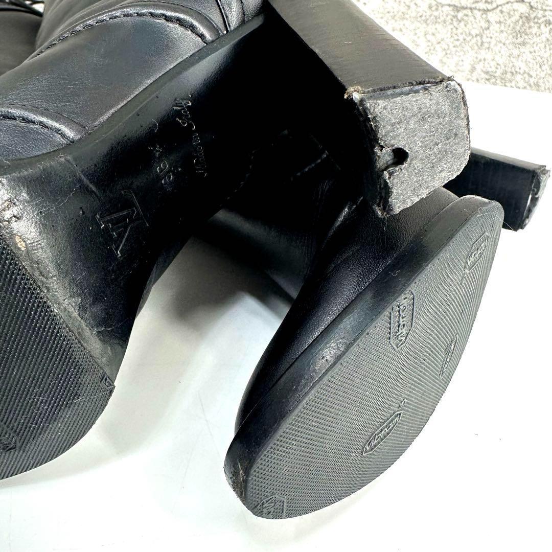 美品★ルイヴィトン ロングブーツ レザー　LVゴールド金具 ロゴ 22.5cm