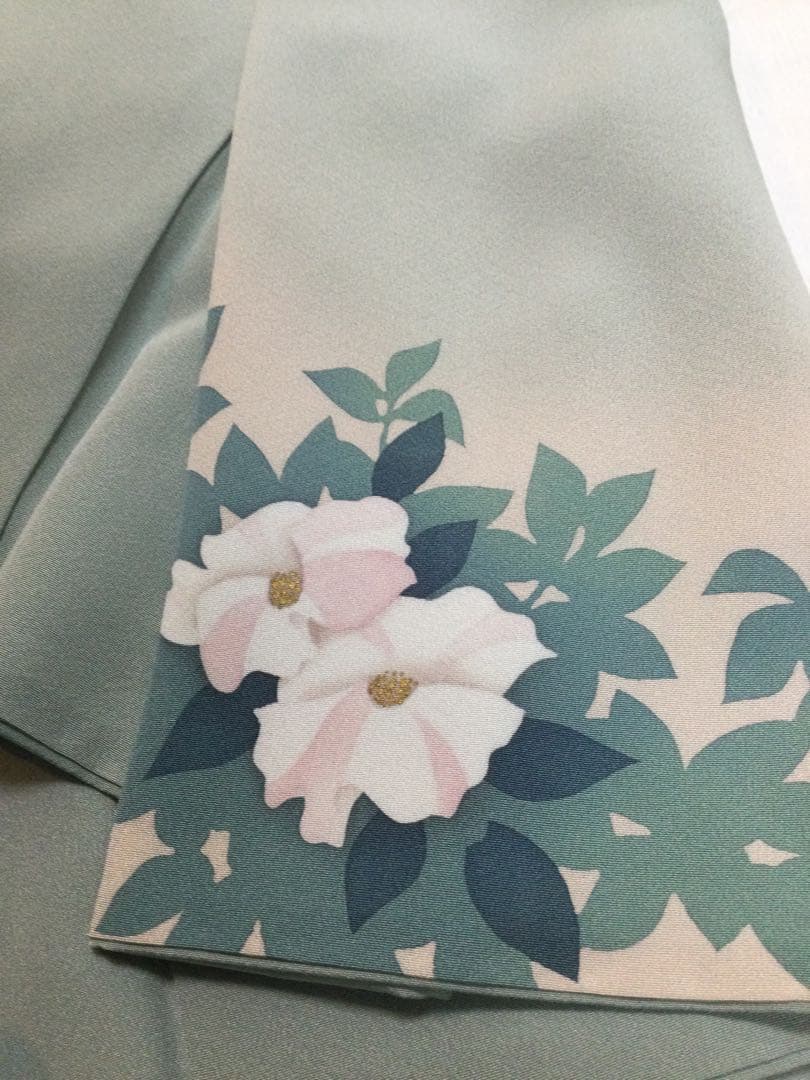 トールサイズ 付け下げ訪問着‼︎ 手描き シルエット 秘色系統 - メルカリ