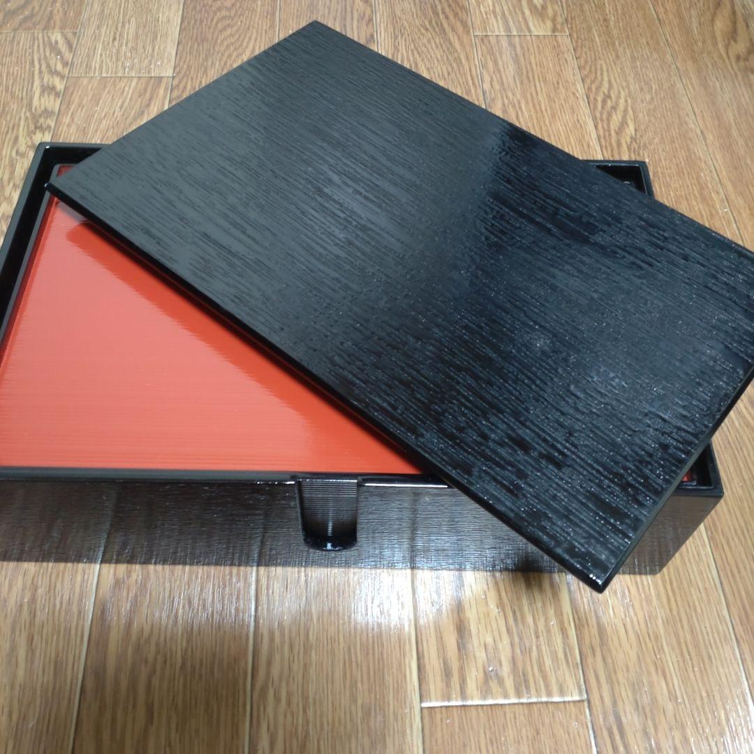 漆器 角盆 黒塗箱入り 朱色黒色両面 縁あり 5枚セット - メルカリ