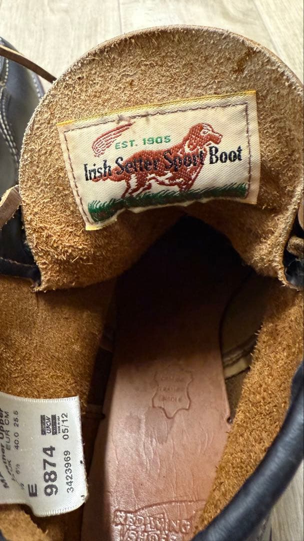 レッドウイングモックトゥブーツ9874 71/2（25.5cm ブラック犬タグ）