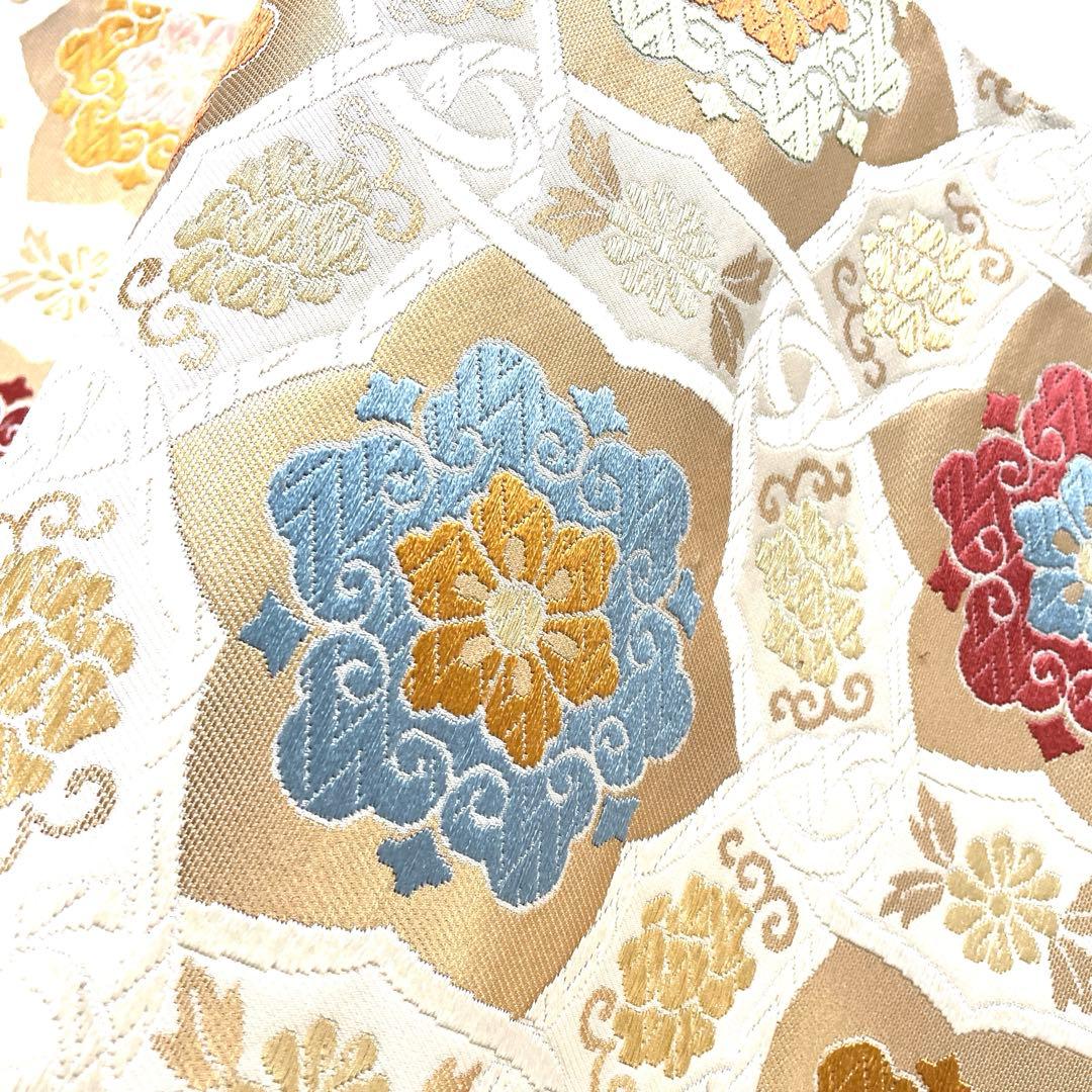 帯6517 ○高級 正絹 六通 袋帯 花文 華文 - メルカリ