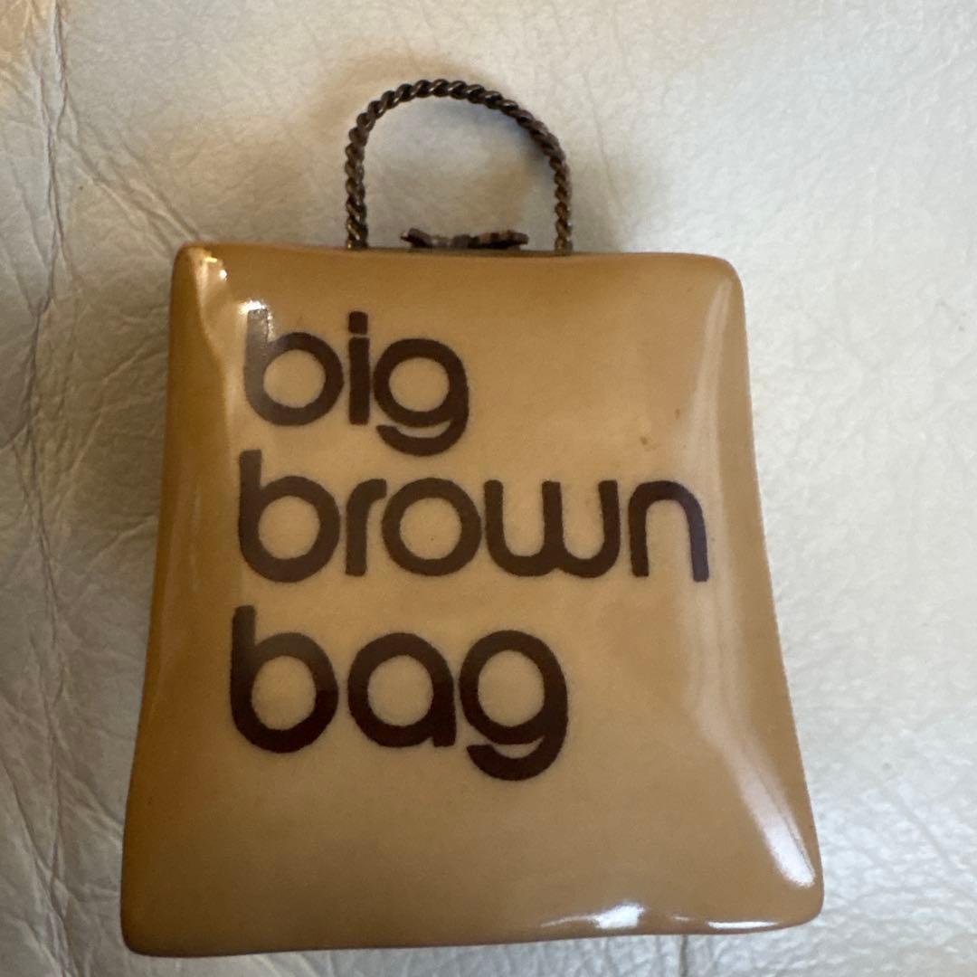 レア　リモージュ製big brown bag フランス製　アンティーク e3091b173cfcb7c880f1cdab9f3794