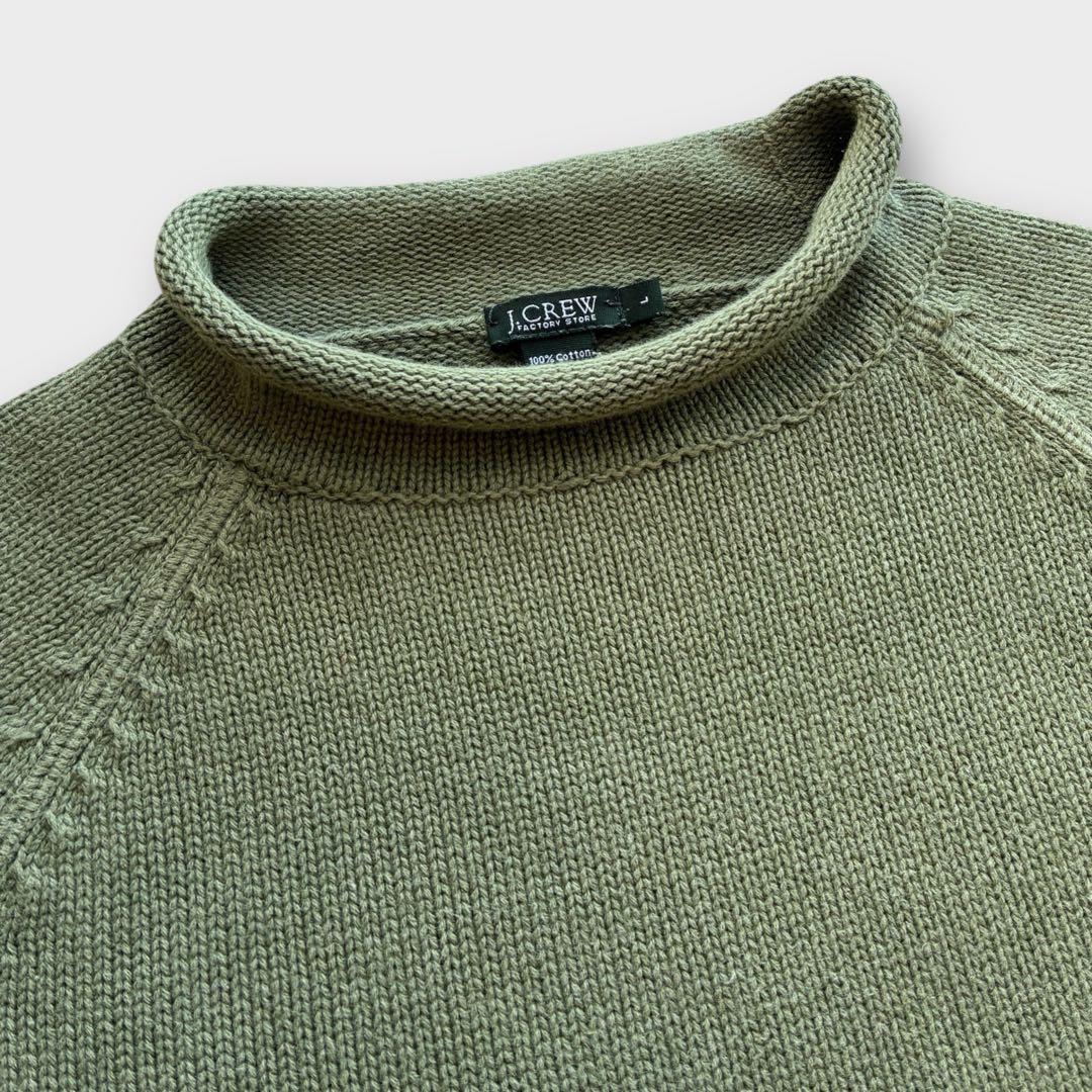 00's J.CREW ロールネック コットンニット L 若草色 - メルカリ
