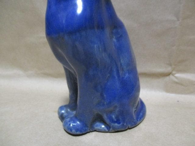 中国 唐代 藍釉俑 猫 珍品 I40-3