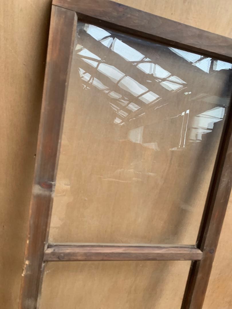 戦前古い木枠ゆらゆらガラス戸2分割 店舗建具古家具仕切り古民家