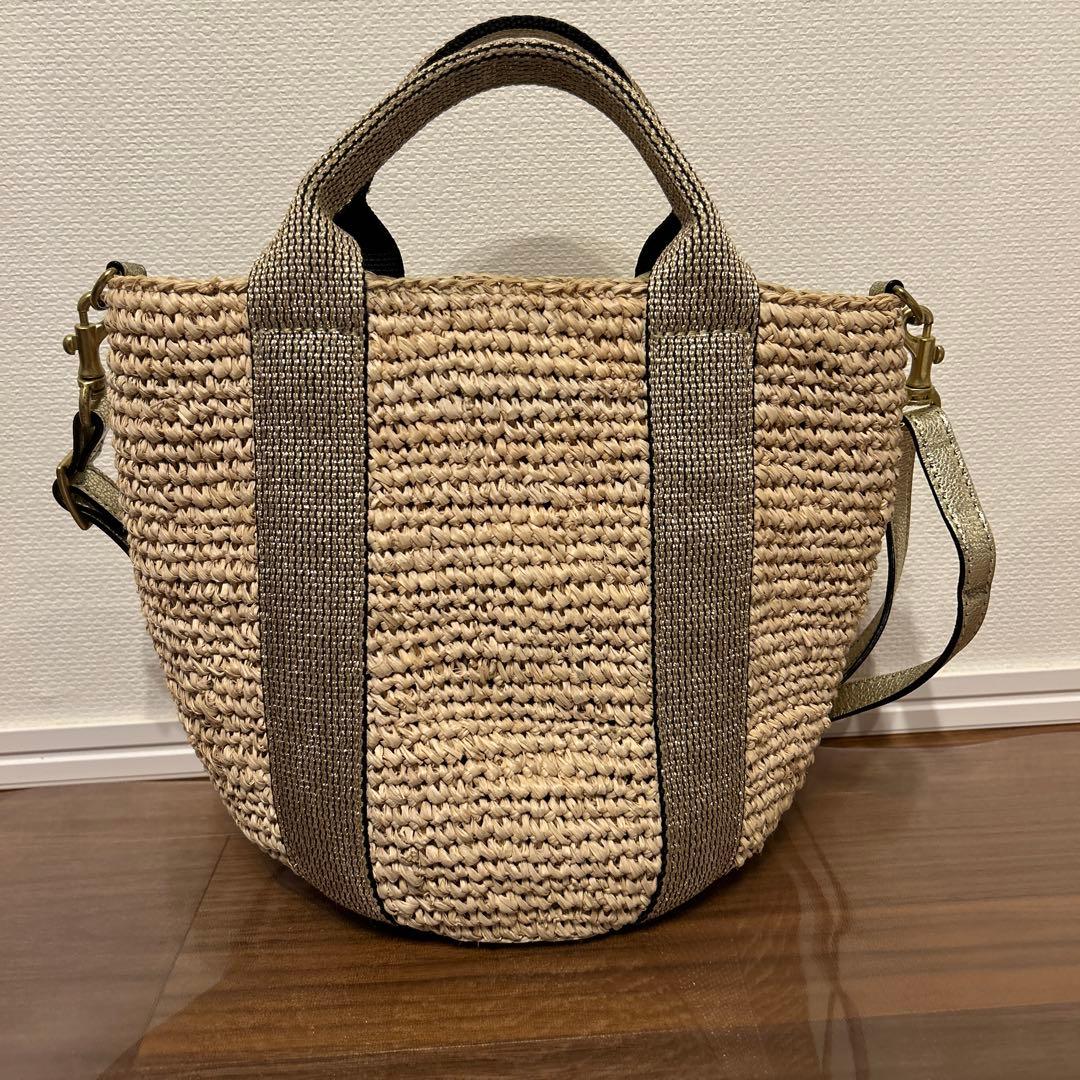 ヴィオラドーロ かごショルダーバッグ 2wayミニ ゴールド ラフィア