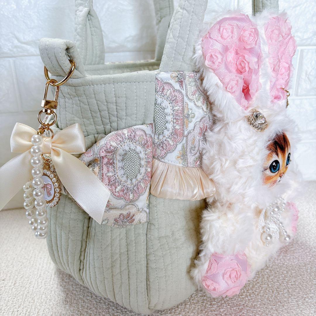 コヤンイサムチョン ハンドメイド サイドポケットトートバッグ ミント