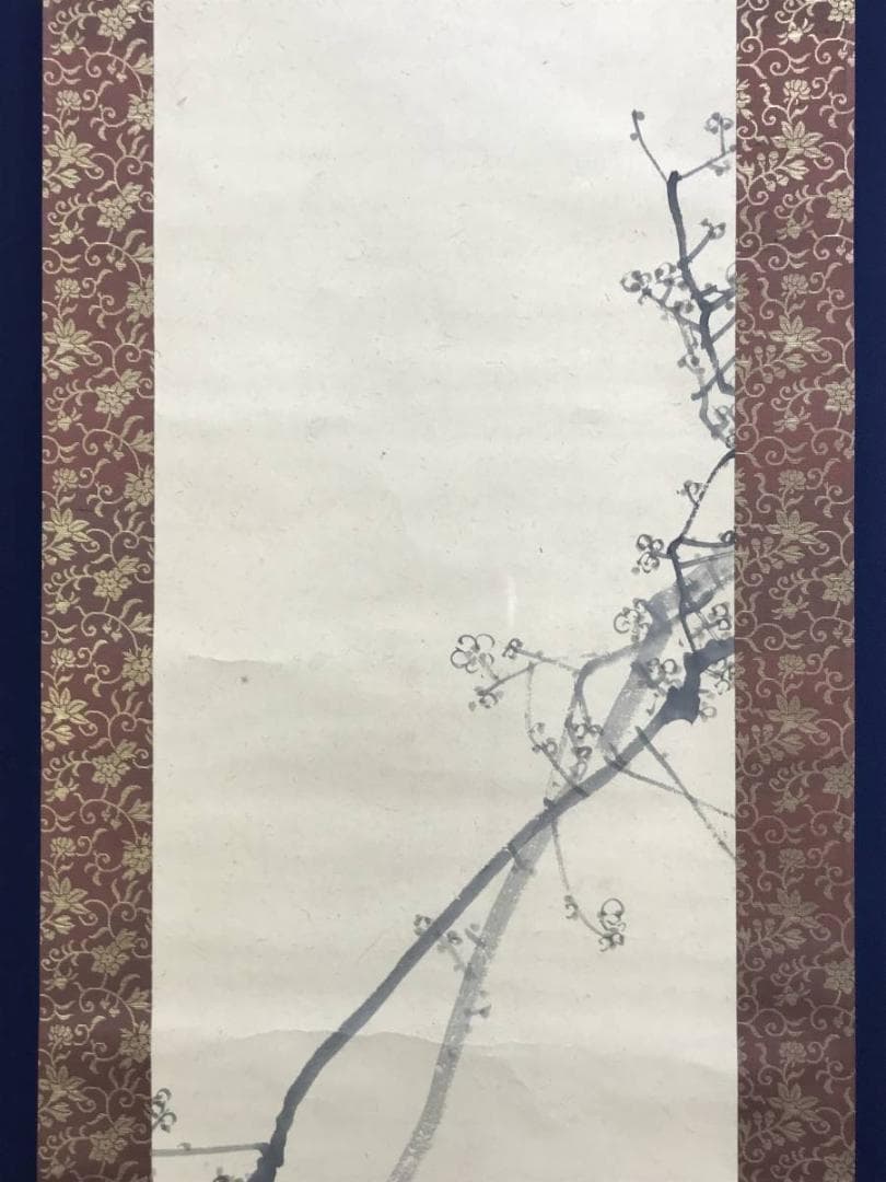 真作】岡本豊彦/蝋梅に雀図/梅に小鳥図/花鳥図/掛軸/名家