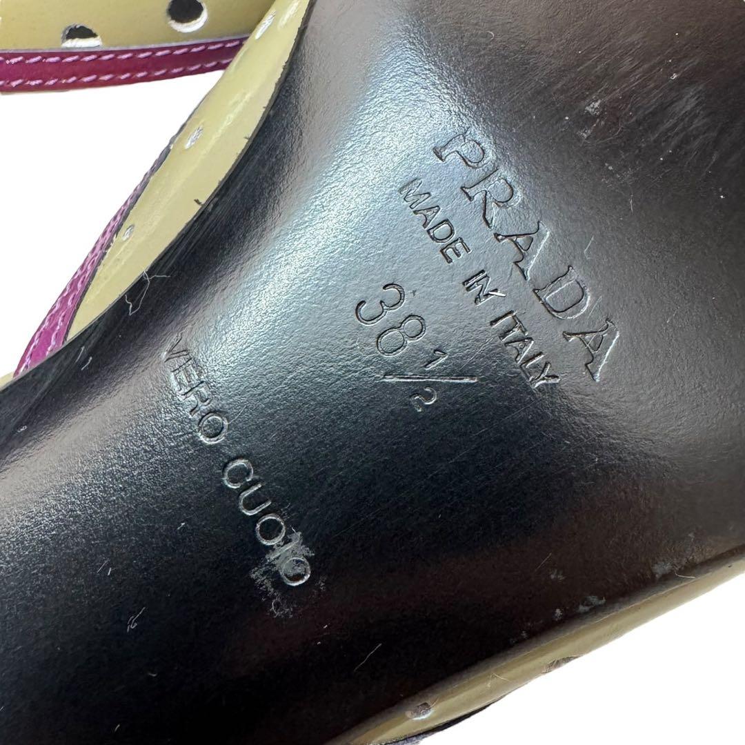 PRADA プラダ リボンスクエアトゥミュール エナメル　25.5cm