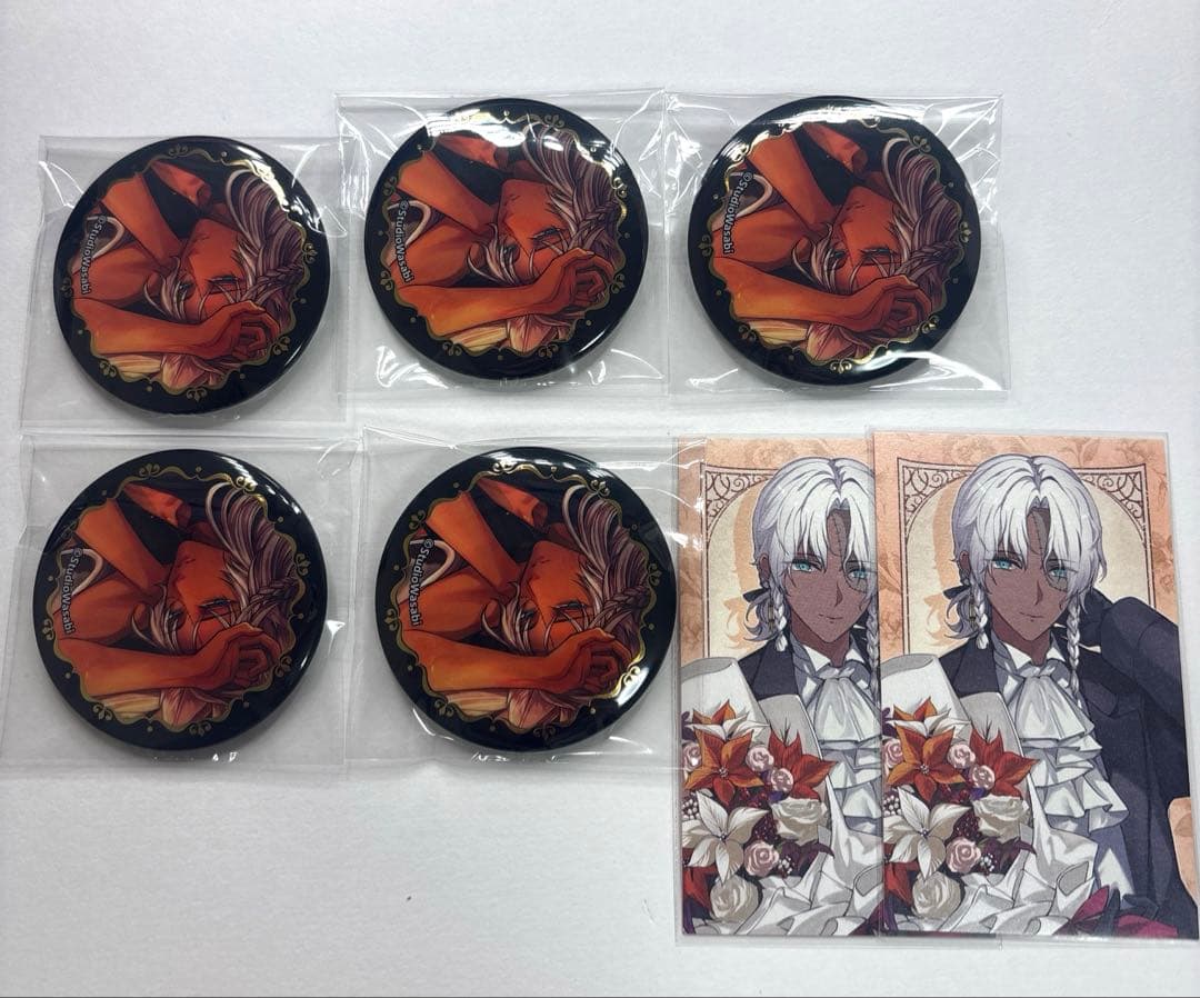 あくねこ 4周年 ミヤジ 缶バッジ 5点 特典カード2点 - メルカリ