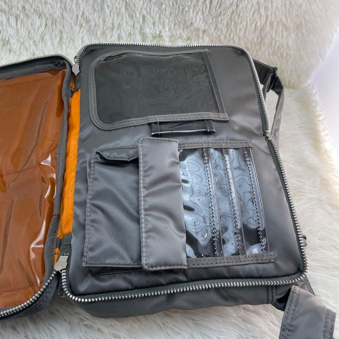 極美品】ポーター タンカー ショルダーバッグ ダブルジップ シルバー