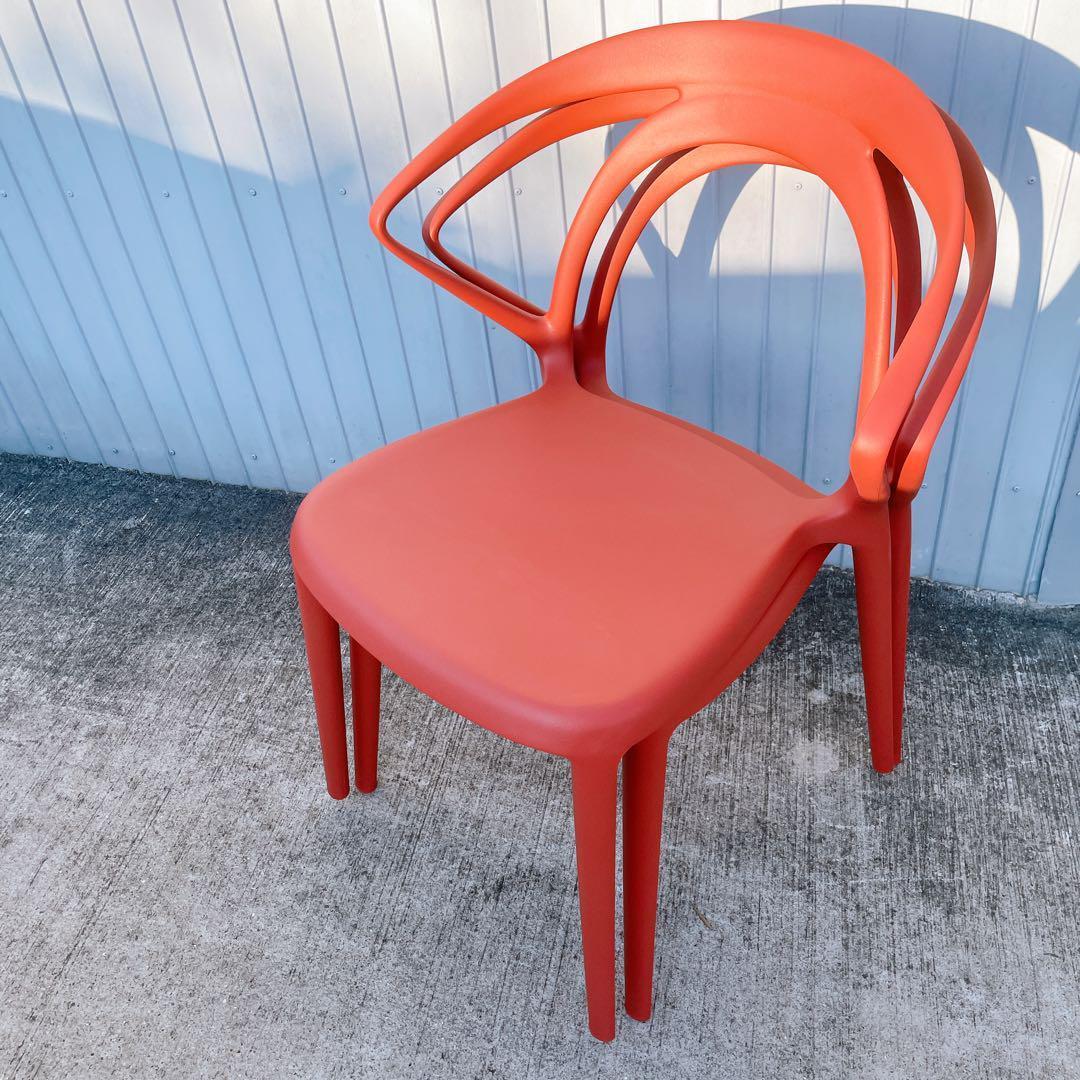 未使用品】CHERRY エルパソ ダイニングチェア レッド 2脚セット①