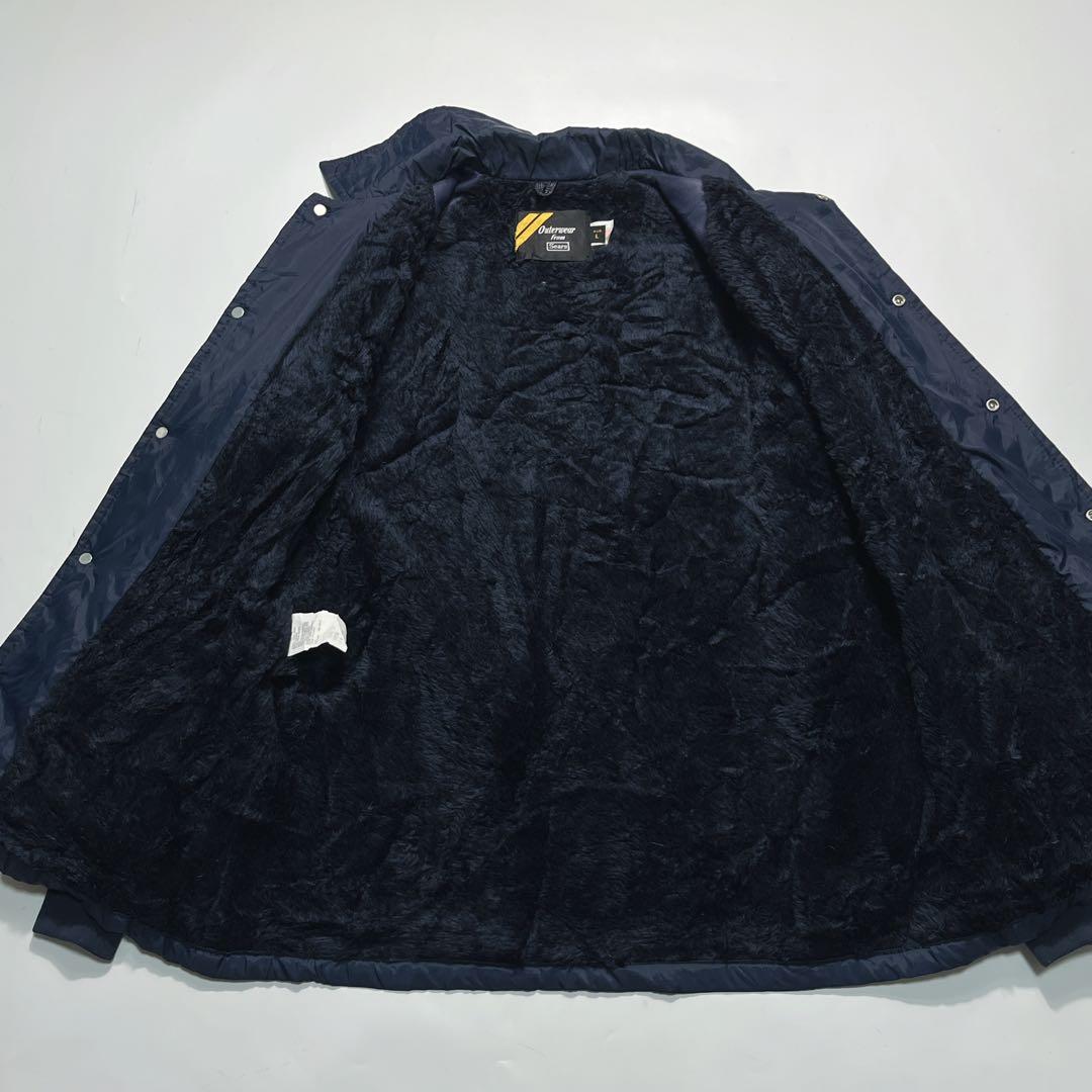 80s シアーズ USA製 裏ボア コーチジャケット L 紺 ネイビー 7778