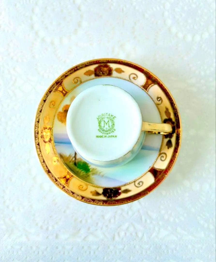 オールドノリタケ カップとソーサーセット M印 ハンドペイント