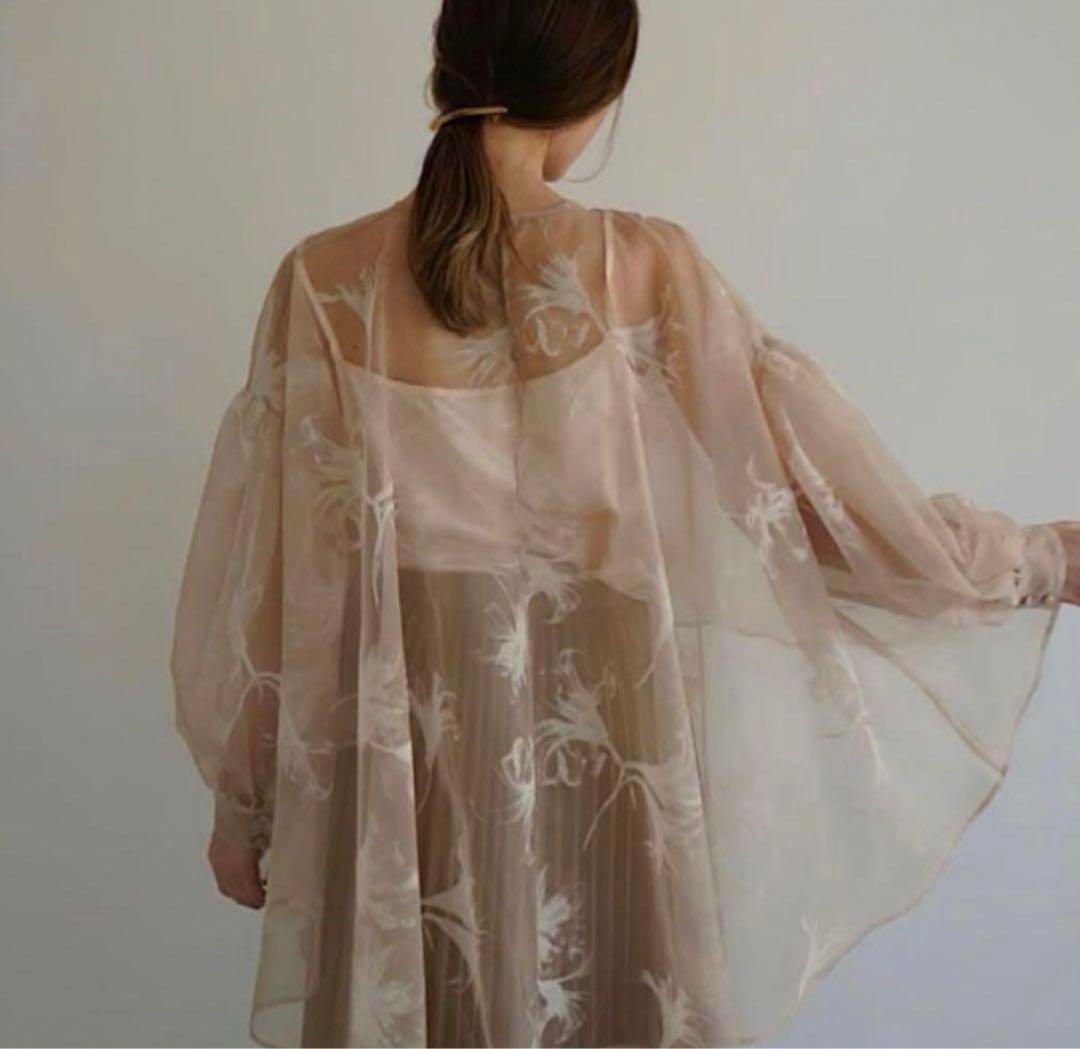 Acka シュフォン シアー ブラウス フラワー ベージュ オケージョン www